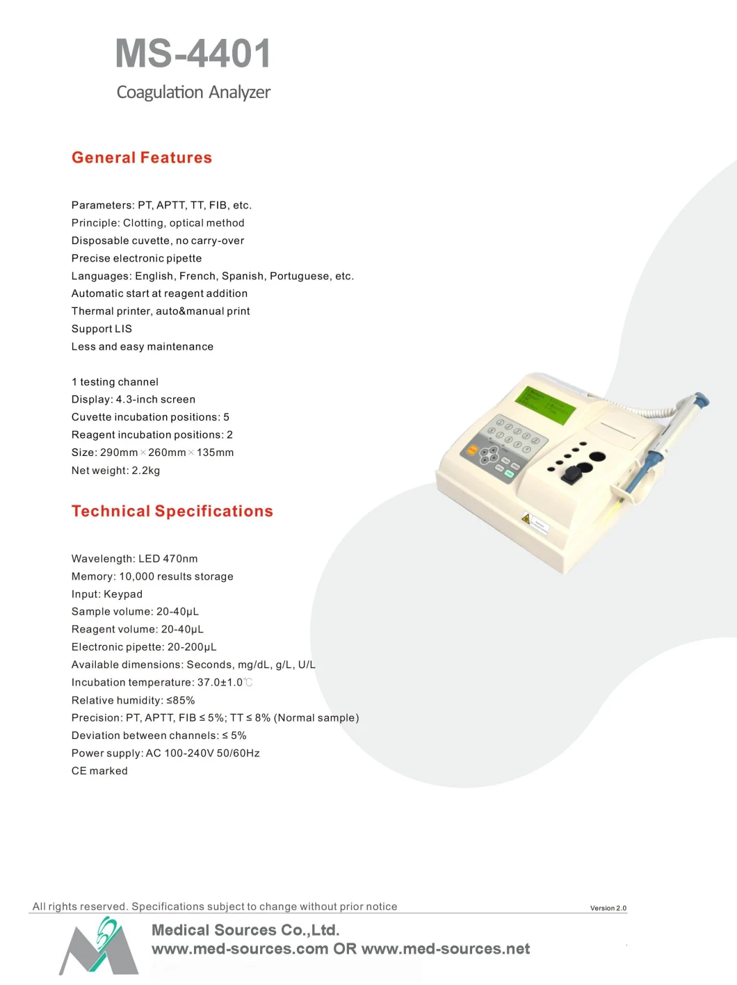 4 Channels Semi Auto Blood Coagulometer Coagulation Analyzer